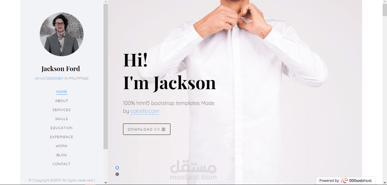 Modern design for the CV profile website