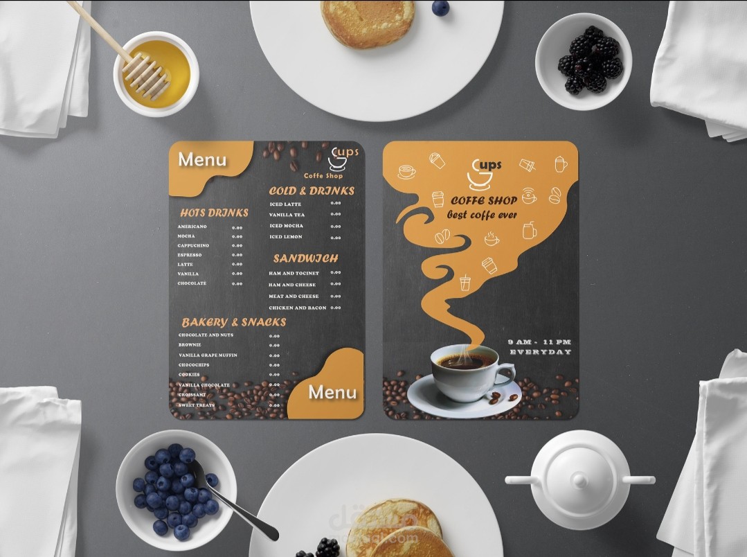 cafe logo and menu