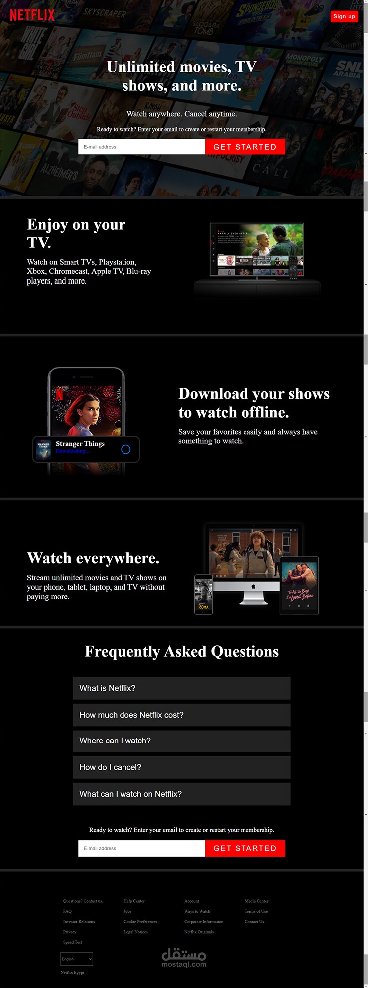 محاكاة لموقع Netflix