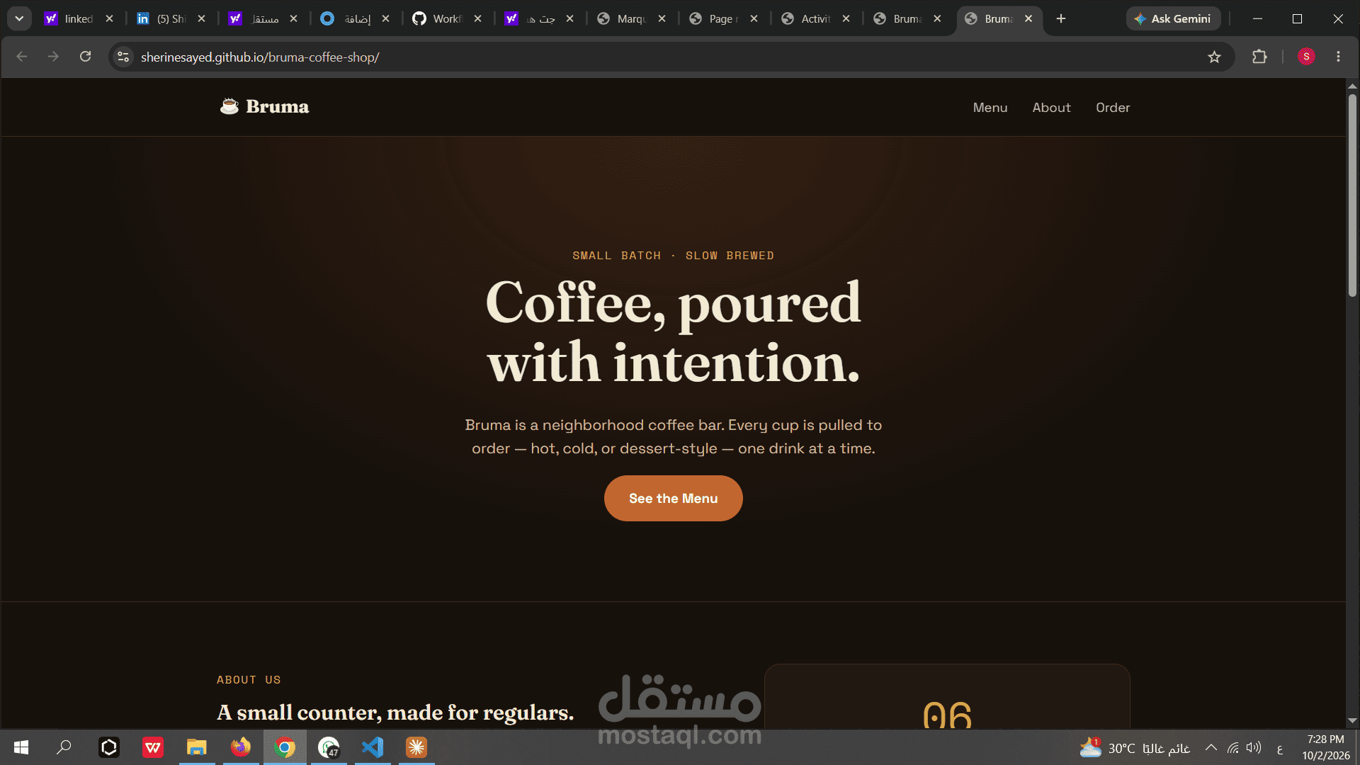 Bruma: An Interactive Coffee Shop Website with Ordering and Cart
