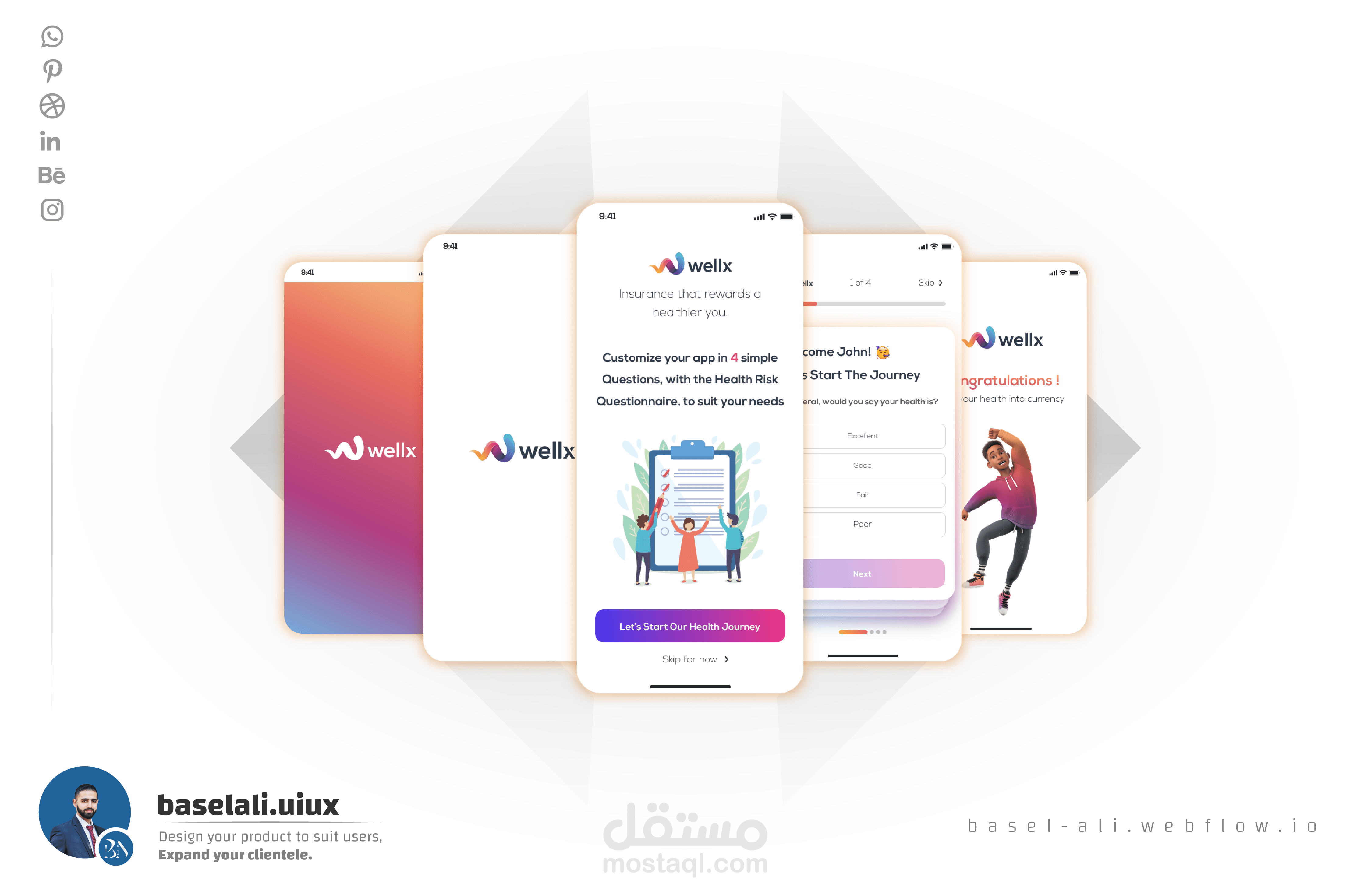 Mobile app onboarding screens design