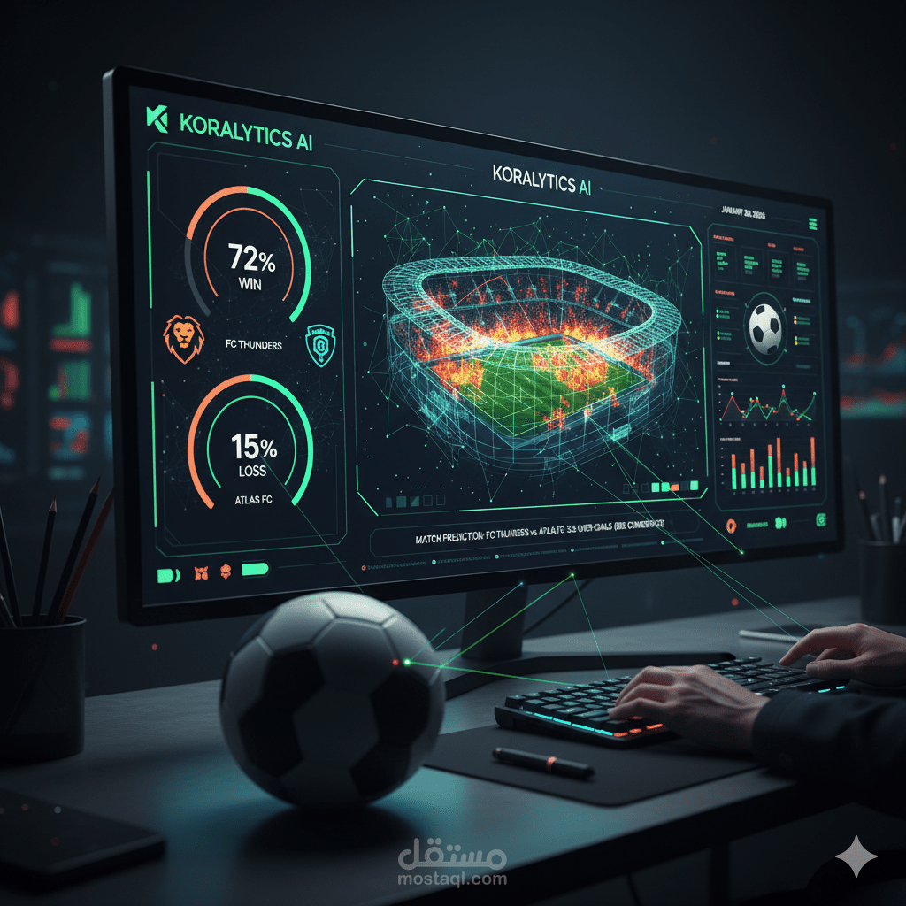 منصة Koralytics لتحليل البيانات الرياضية والتوقع الذكي لنتائج المباريات.