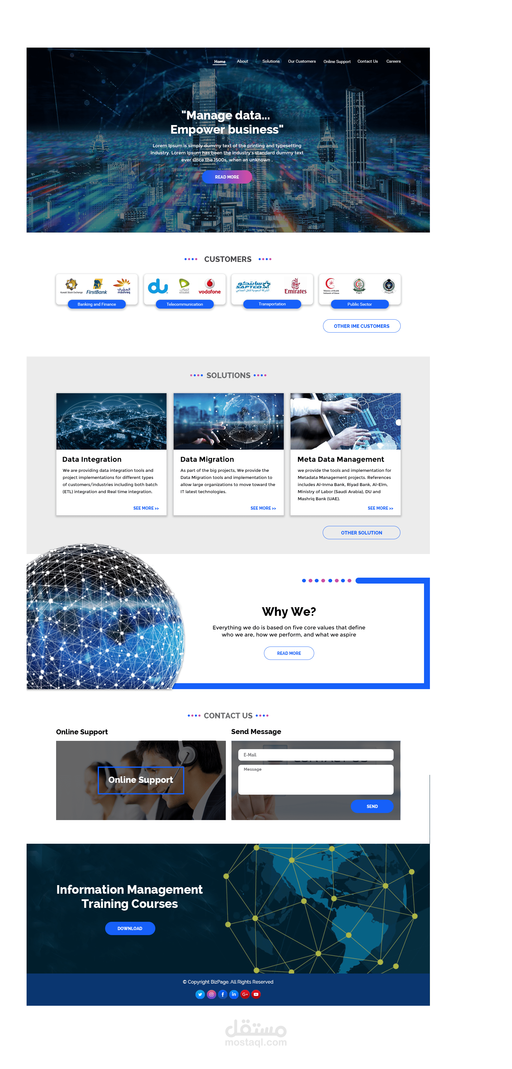 Home page for Data management system