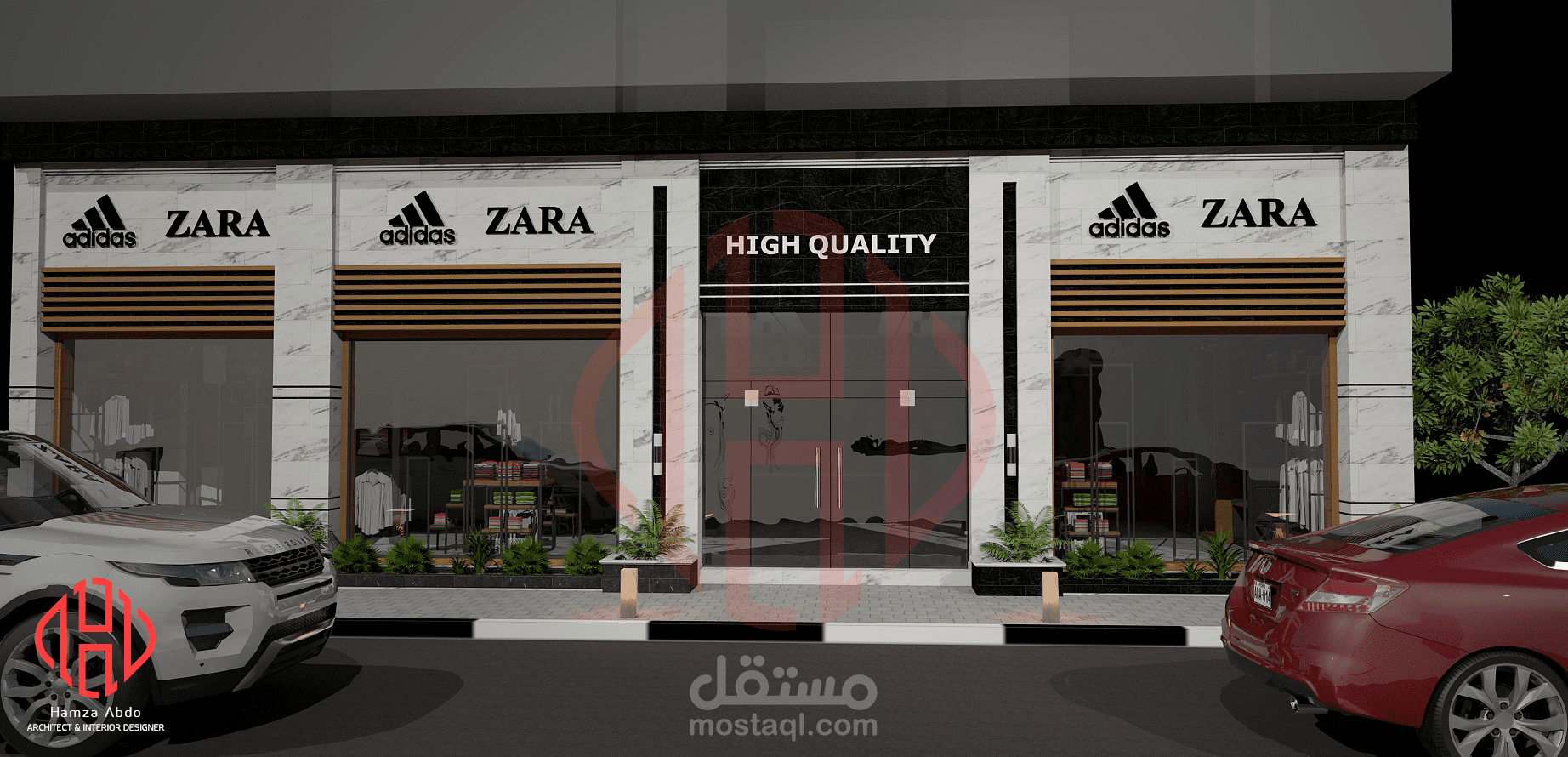 تصميم معرض ملابس (داخلي وخارجي)