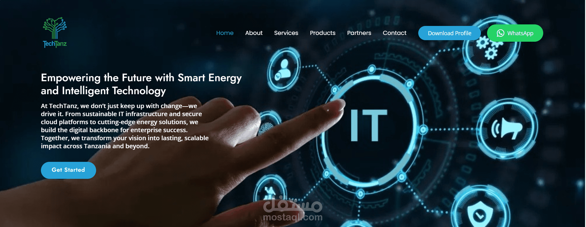 تصميم وتطوير موقع إلكتروني احترافي لشركة TechTanz لتقنية المعلومات