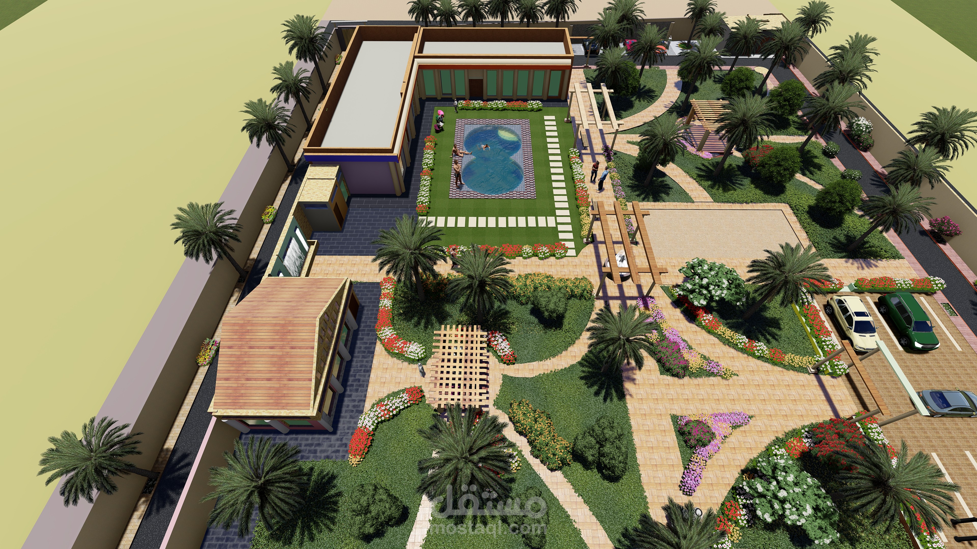 تصميم مزرعة واستراحة وشاليه6400 منر /الرياض/السعوديه