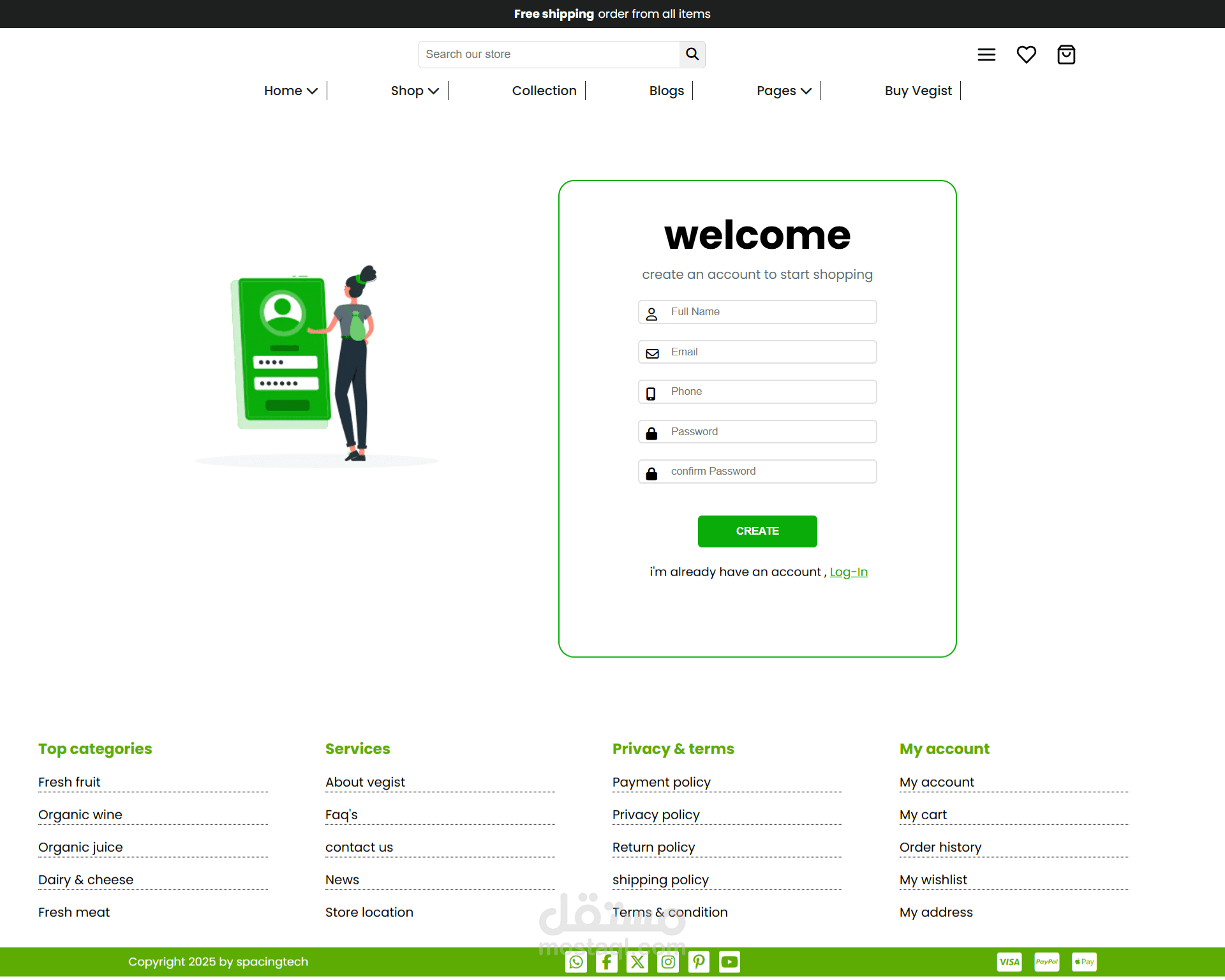 تصميم وتطوير صفحة تسجيل حساب (Registration Page) تفاعلية