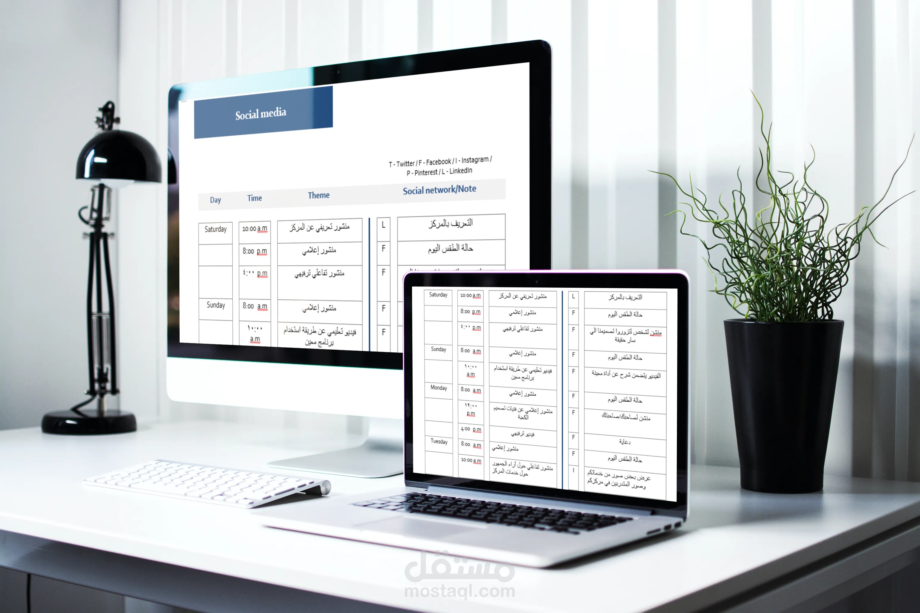 Content Calendar تقويم محتوى لمركز تعليمي قائم