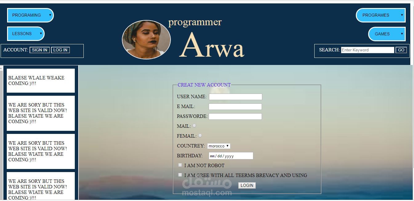 تصميم صفحات html-css باحترافية عالية
