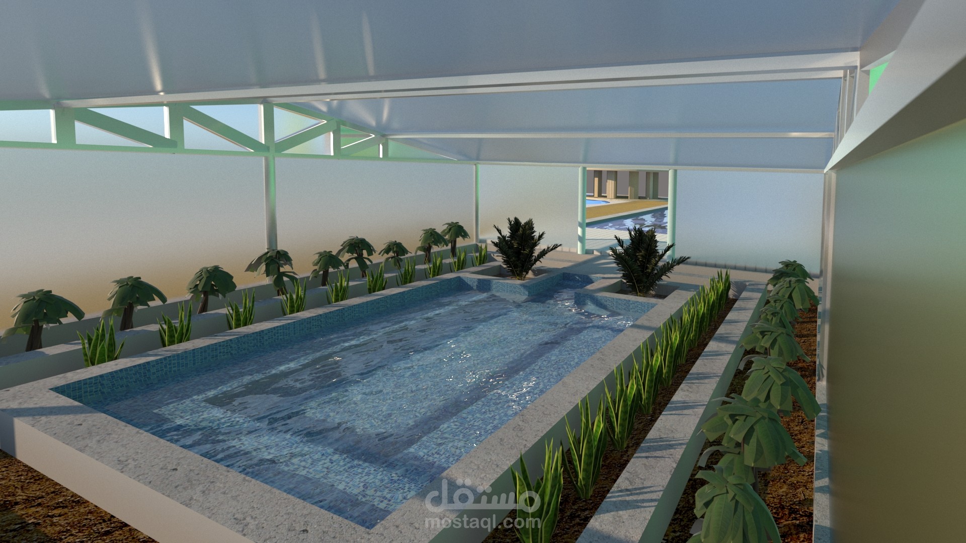 لاندسكيب - مسبح مغطى
