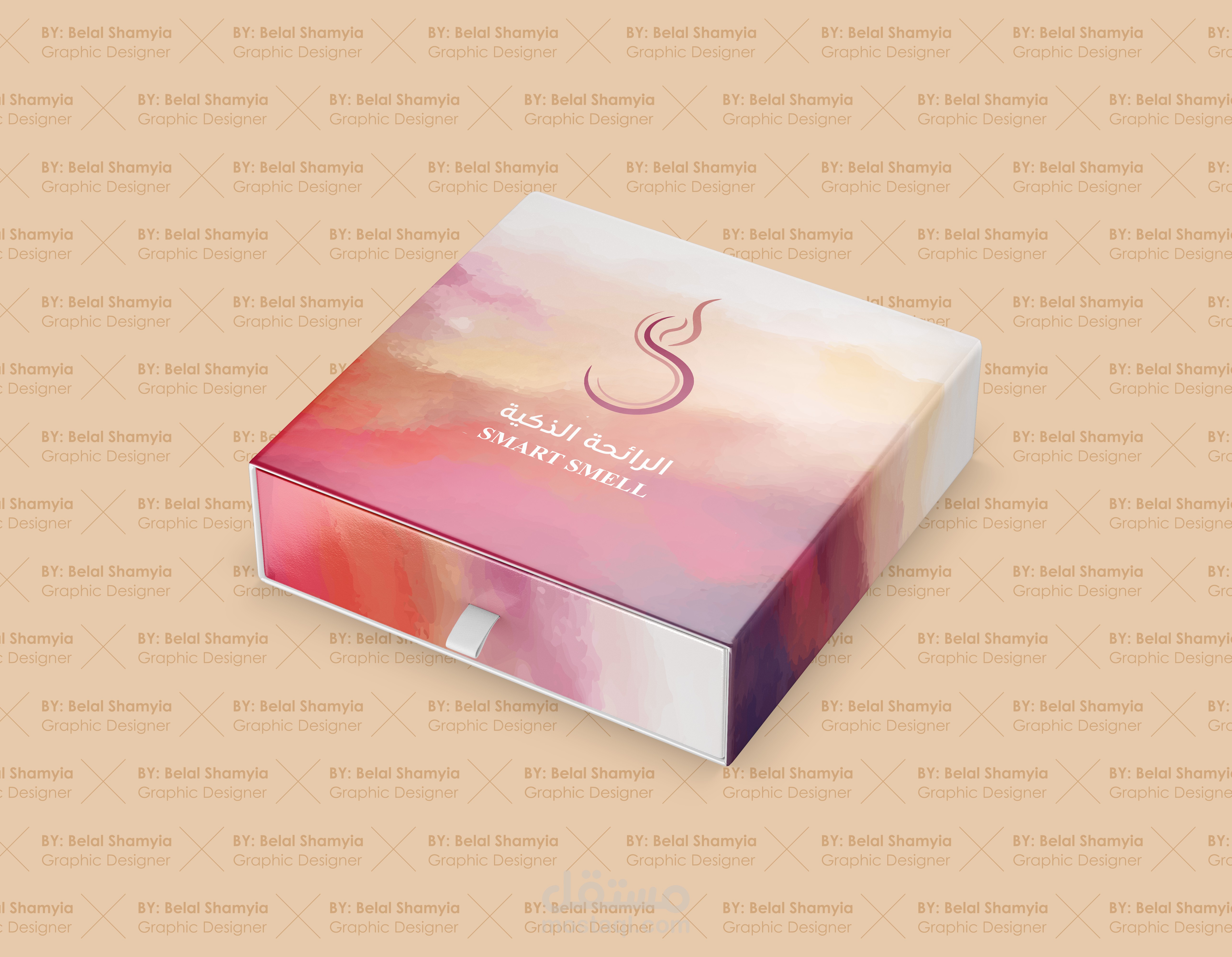 تصميم كرتونة مربعة الشكل لمنتج عود ذكي - الرائحة الذكية - السعودية