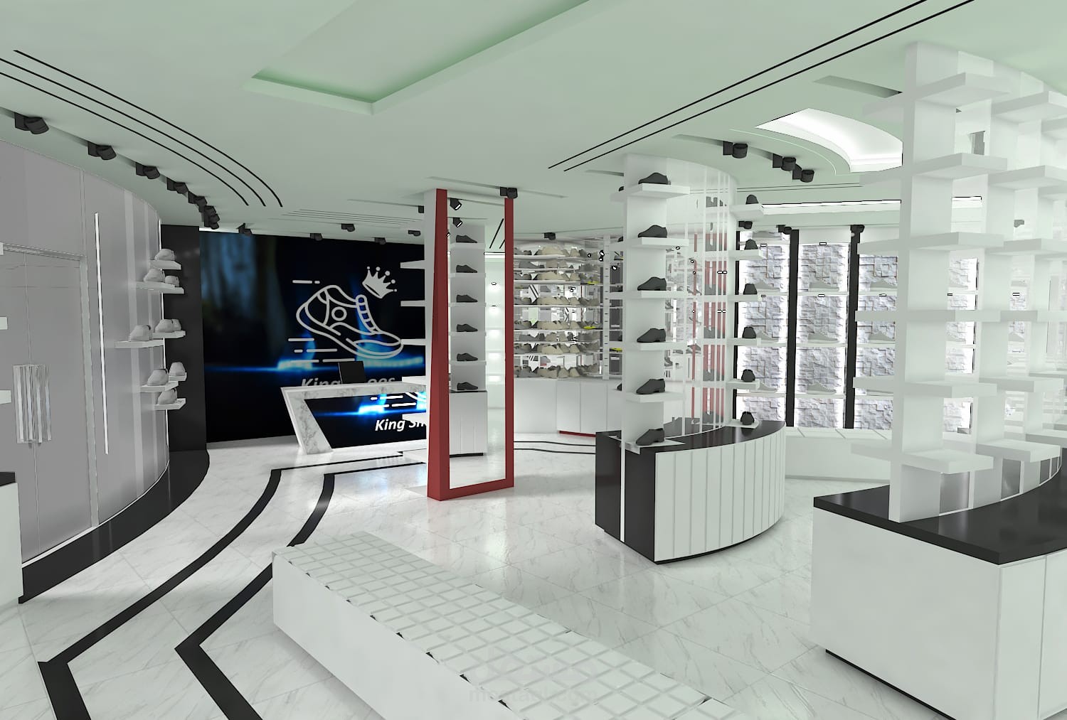 تصميم داخلي لمحل أحذية