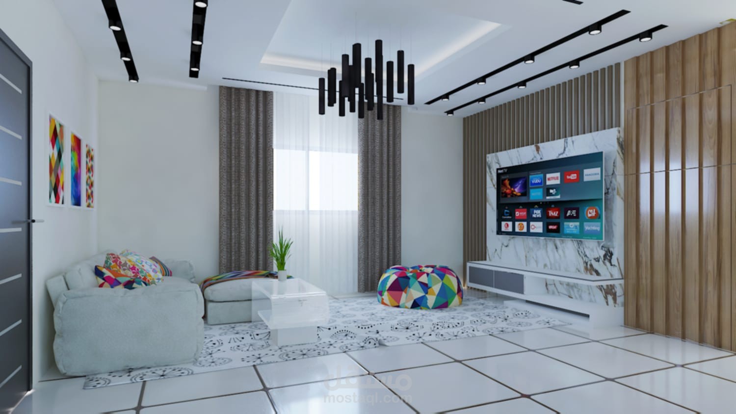 تصميم داخلي لصالة معيشة