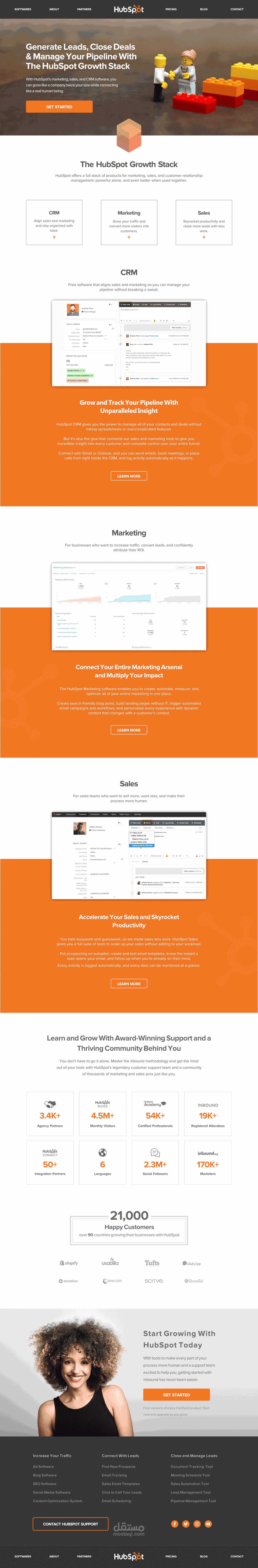 إعادة تصميم موقع HubSpot