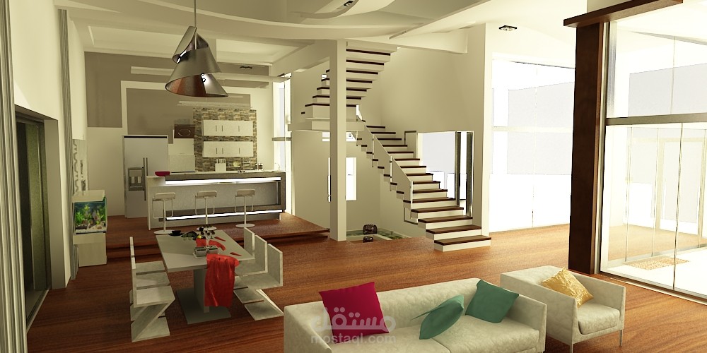 تصميم داخلي لمنزل يطل على الشاطئ