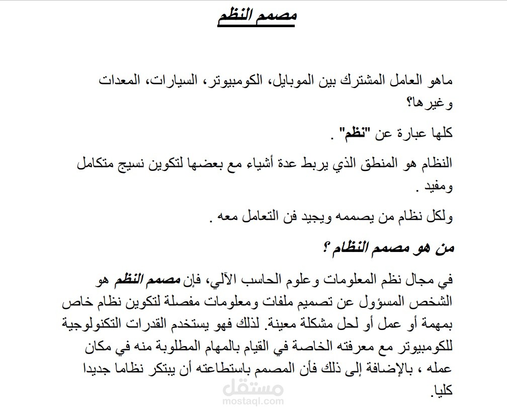 مقال عن مصمم أنظمة / system designer