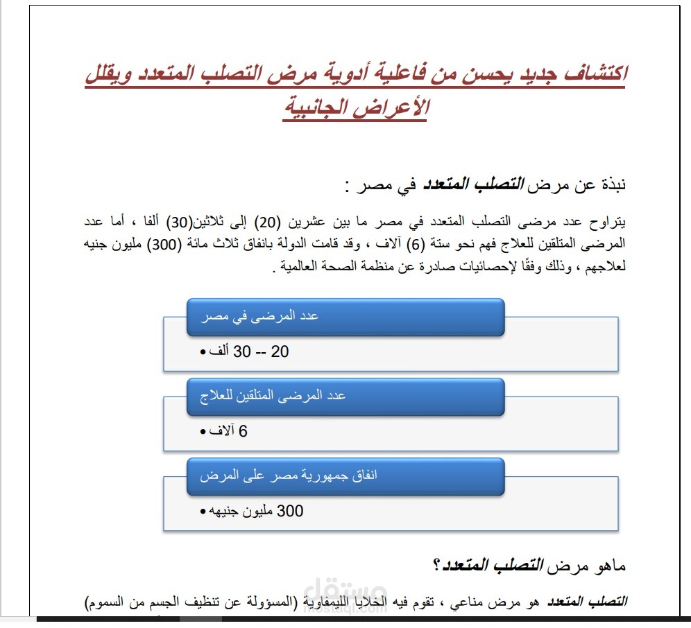 اكتشاف جديد يحسن من فاعلية أدوية مرض التصلب المتعدد ويقلل الأعراض الجانبية