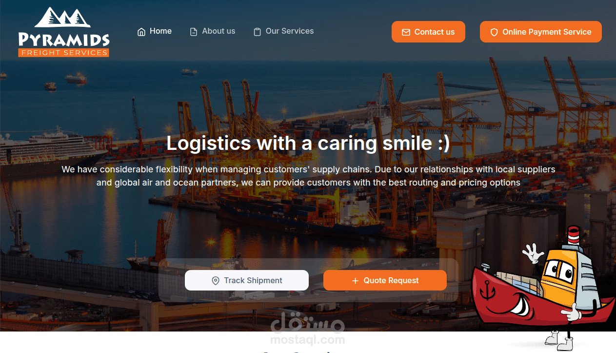 تطوير موقع شركة Pyramids Freight