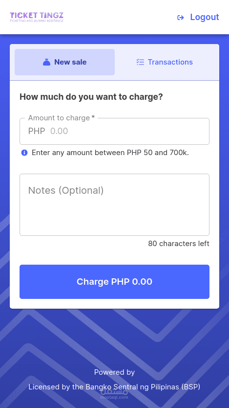 Mobile friendly ticketing web app
