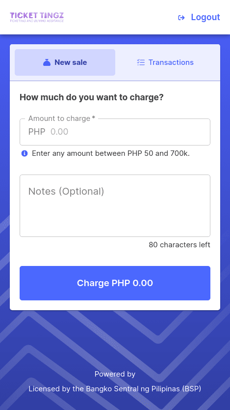 Mobile friendly ticketing web app