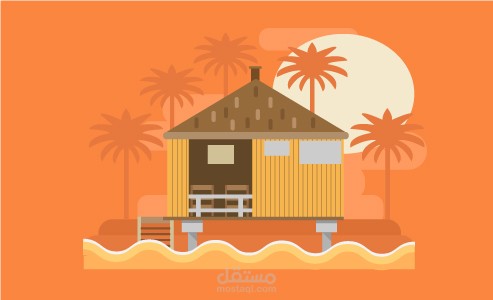 تصميم الشاطئ على الغروب