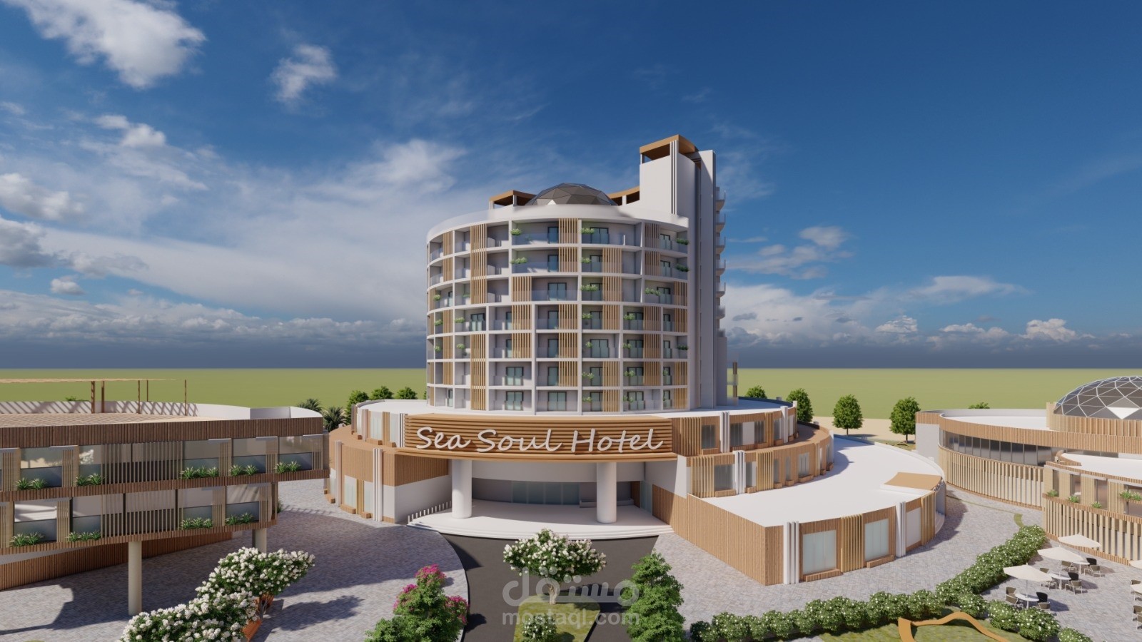 تصميم منتجع سياحي مطل على البحر الميت.
