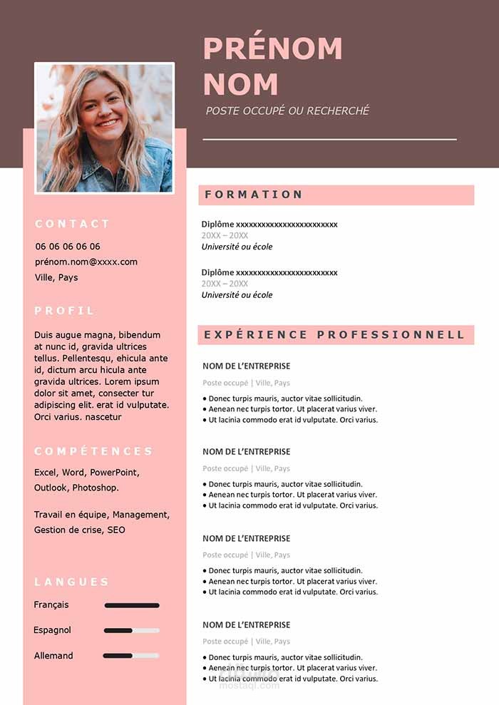 مثال لسيرة ذاتية /cv template