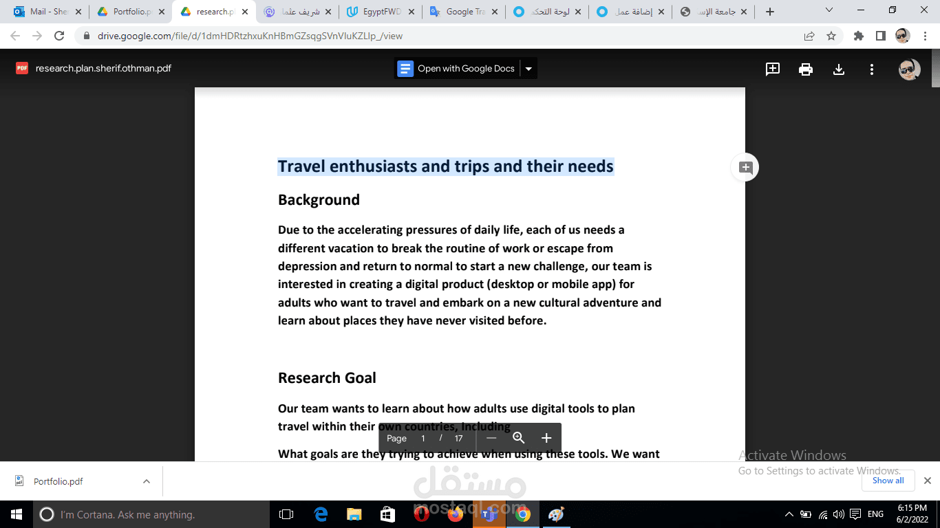 research plan "Travel enthusiasts and trips and their needs'