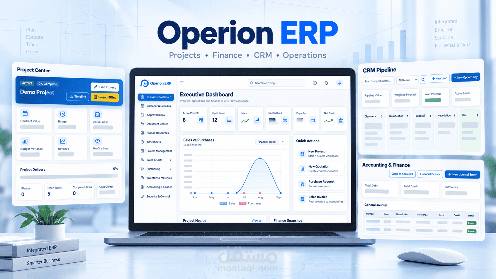 Operion ERP لإدارة المشاريع والمحاسبة وCRM