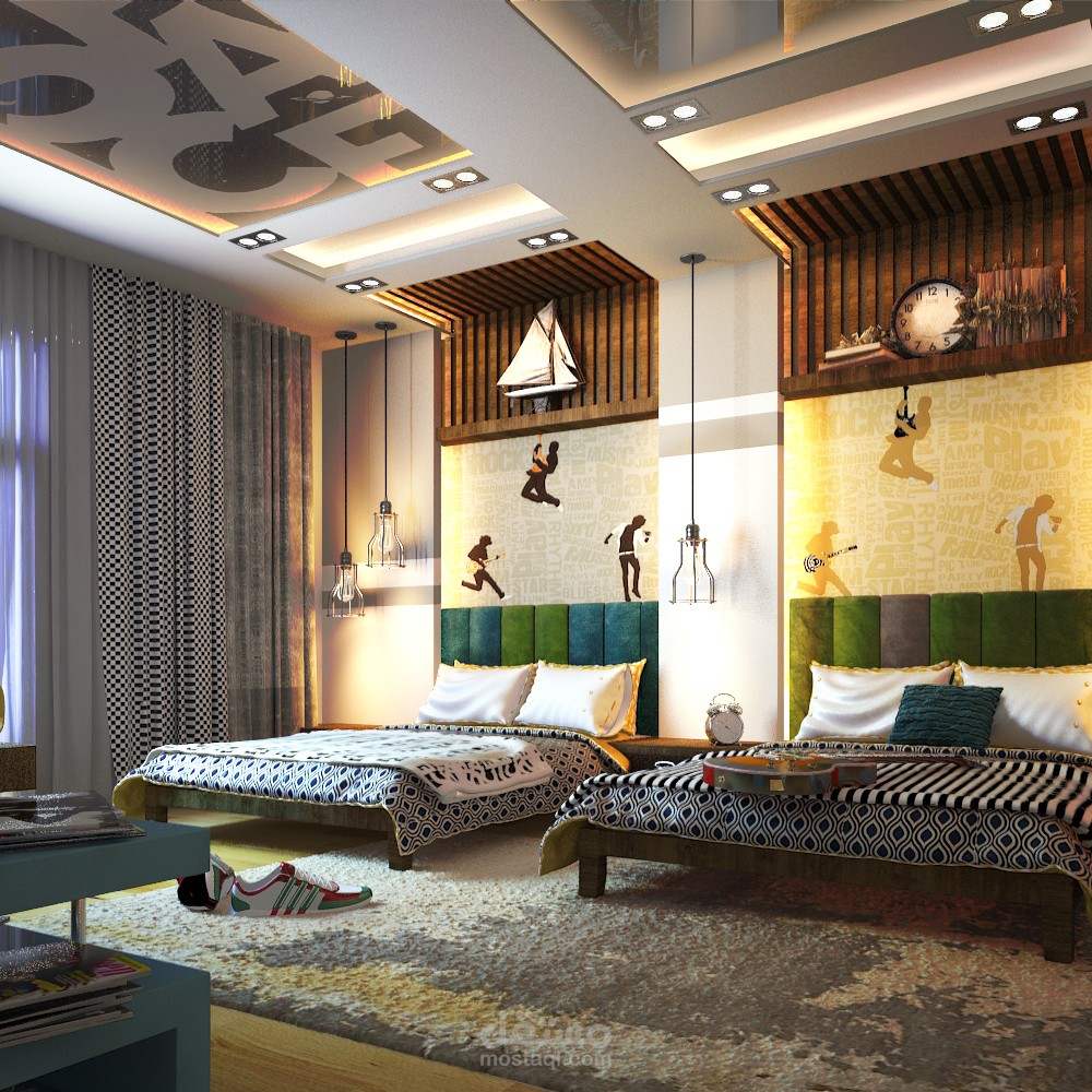 تصميم مودرن لغرفة نوم شباب