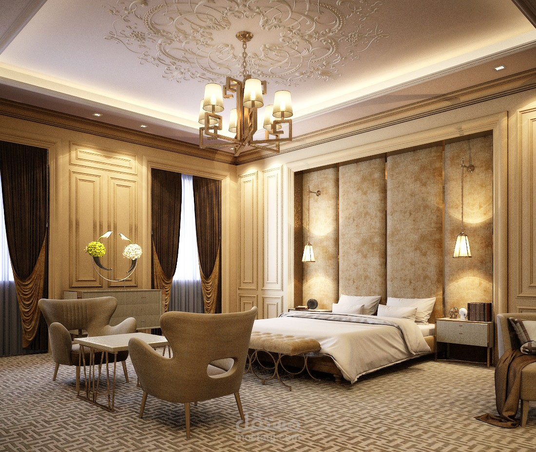 غرفة نوم فندقية في فيلا في  الامارات