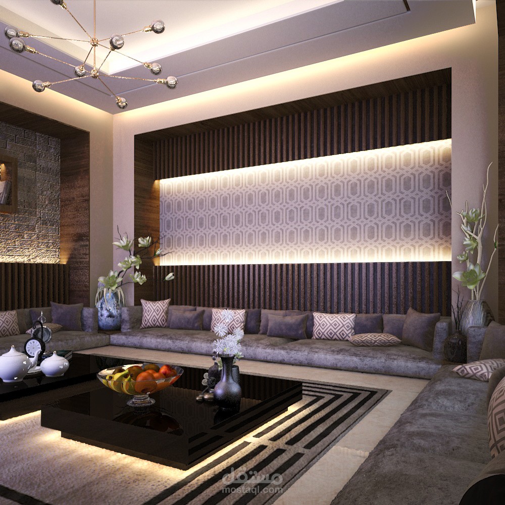 تصميم صالة طعام عربي علي طراز مودرن  لفيلا بالامارات