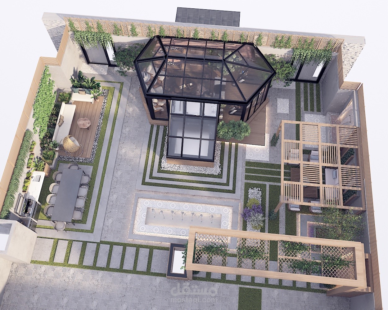 تصميم حديقة روف في السعودية