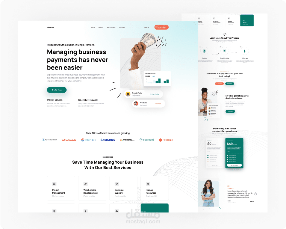 بنيت صفحةالهبوط لي IGROWTH