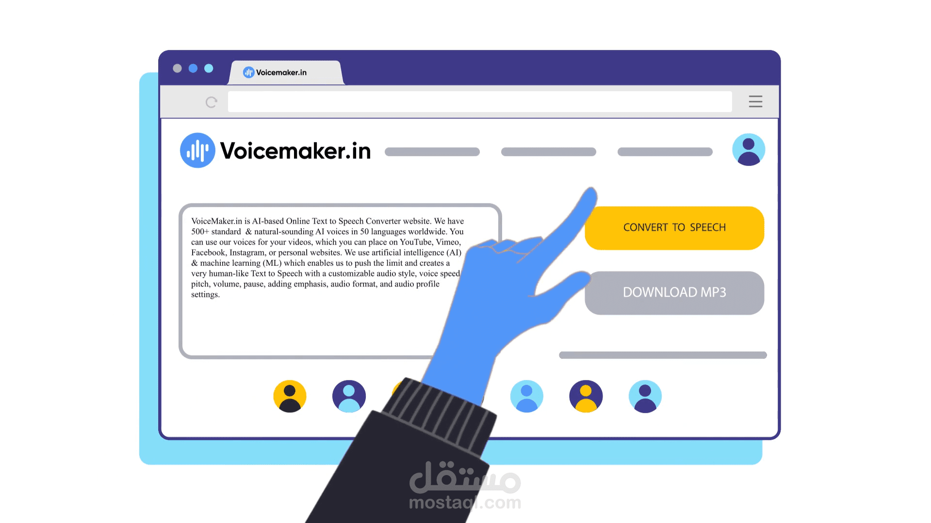 فيديو موشن جرافيك باللغة الانجليزية لموقع Voice Maker
