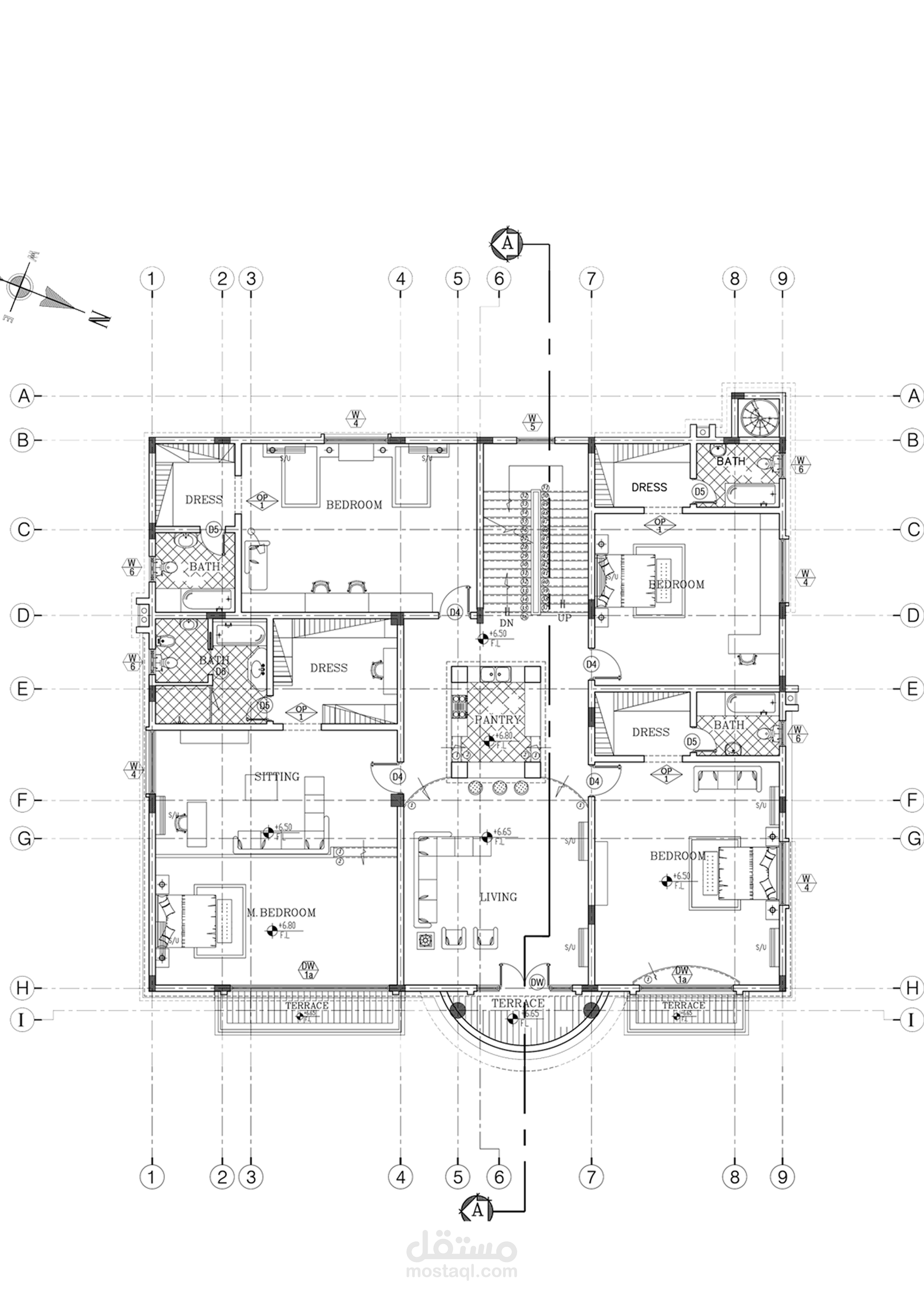 مسقط افقي للدور الاول- فيلا خاصه قطر
