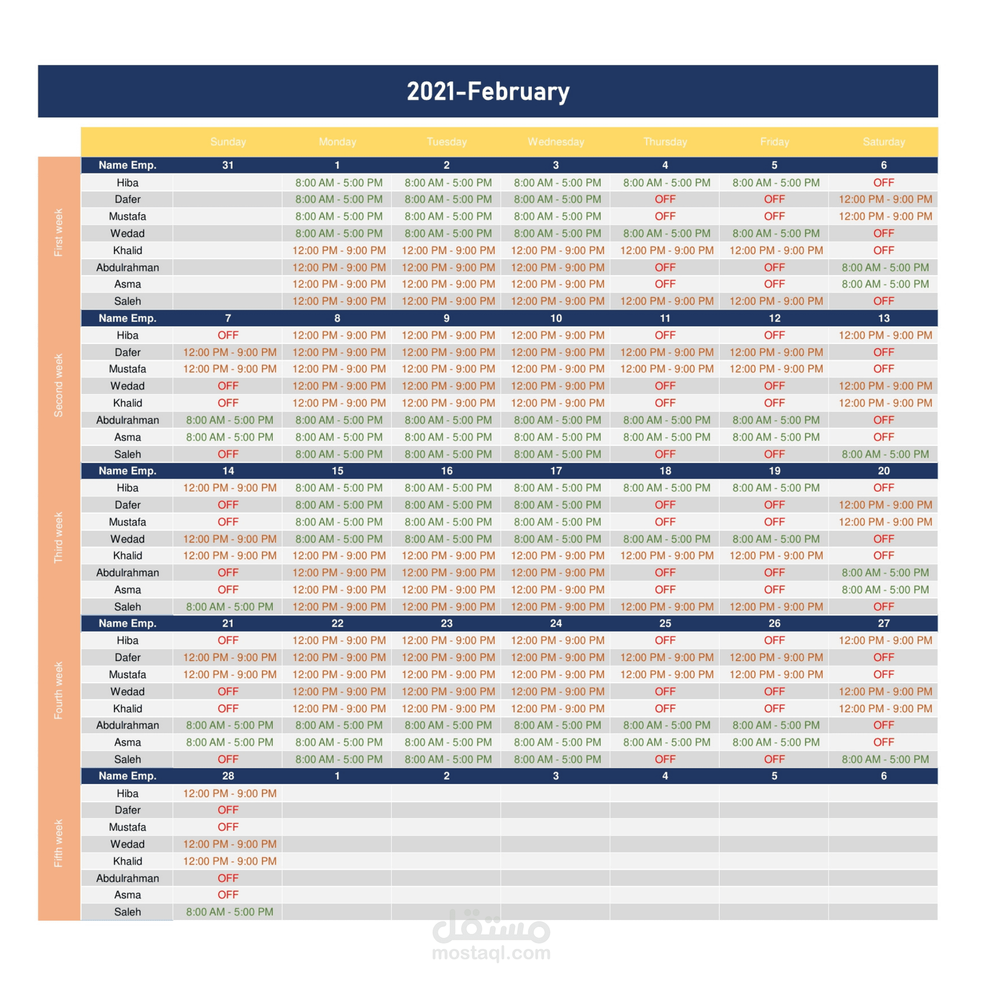 تصميم نظام تنواب دوام موظفين