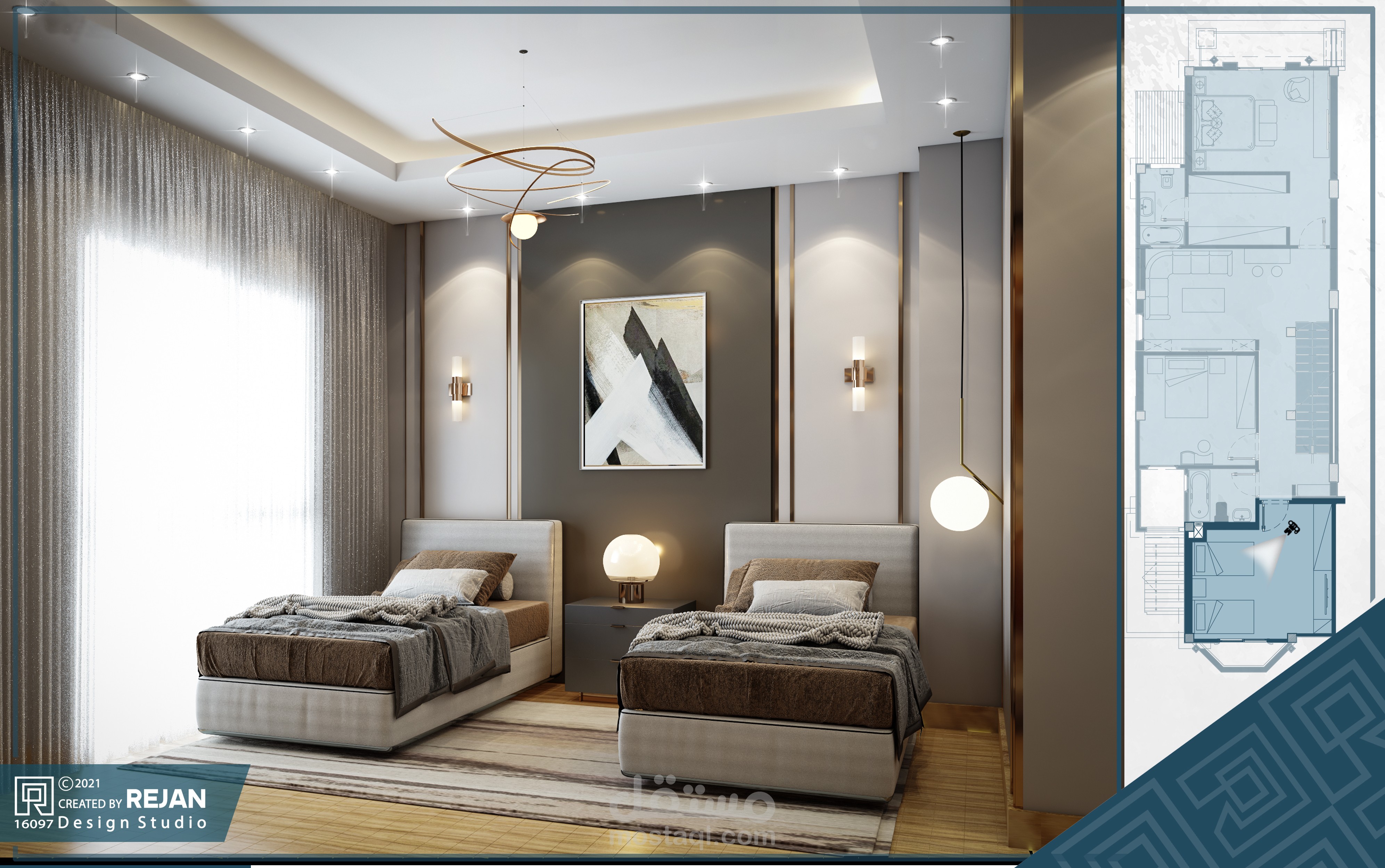 تصميم داخلي لغرفه دابل