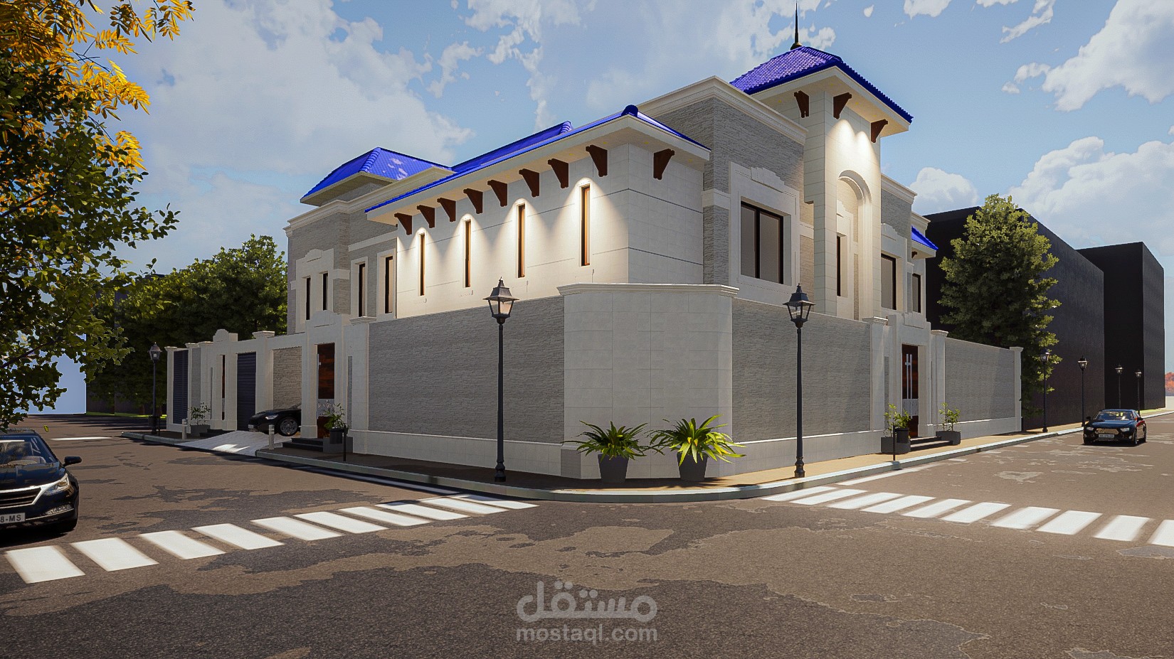 تصميم واجهتين  وسور   نيوكلاسيك  بالمملكة العربية السعودية