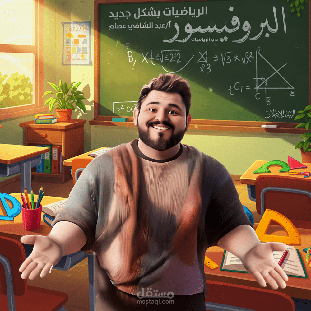 تصميم غلاف تعليمي وهوية بصرية مبتكرة لمعلم رياضيات