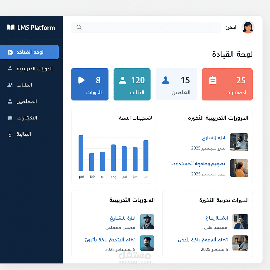 منصة تعليمية كاملة للتعليم الإلكتروني (LMS Platform)