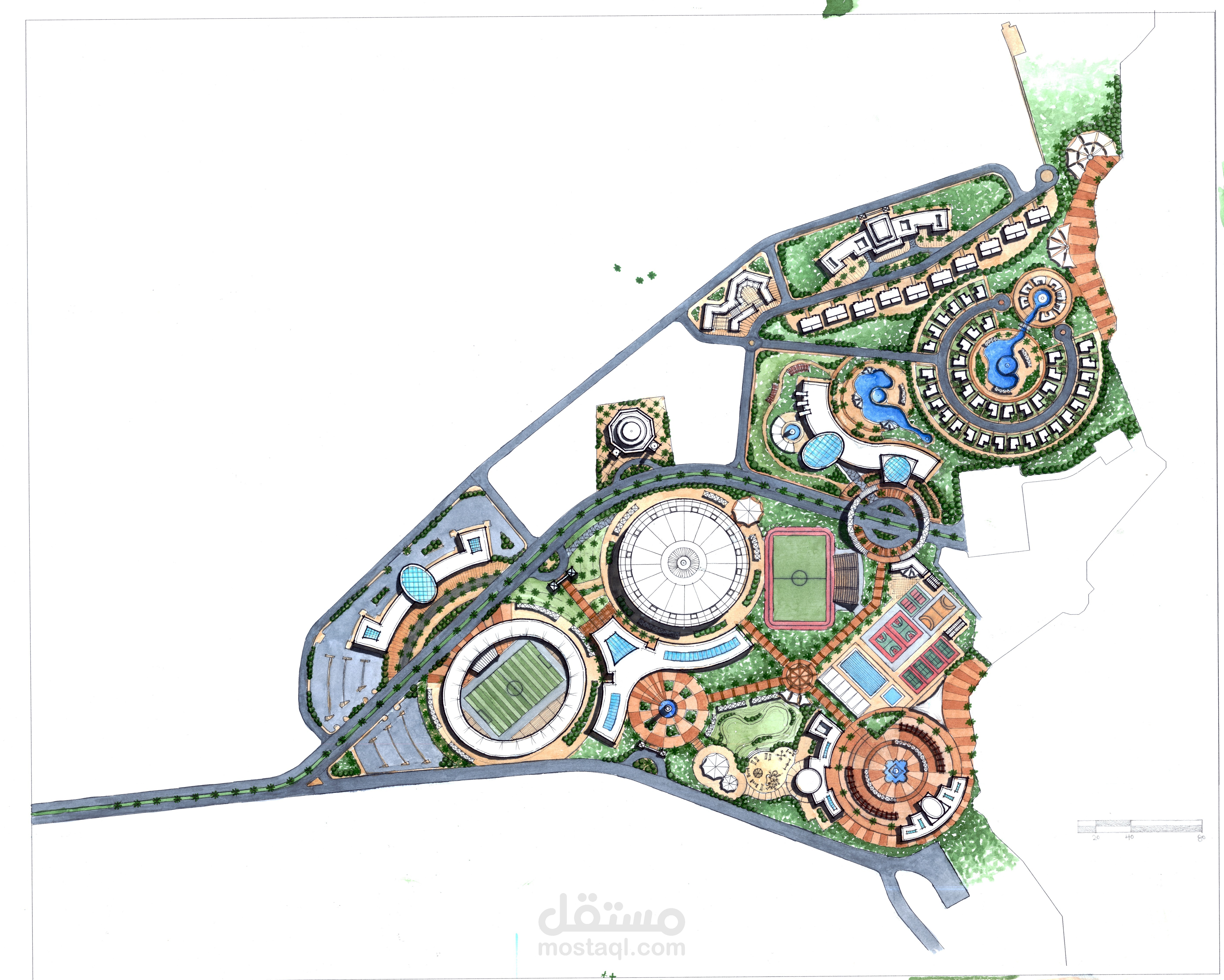 تصميم مجمع سكني واندية