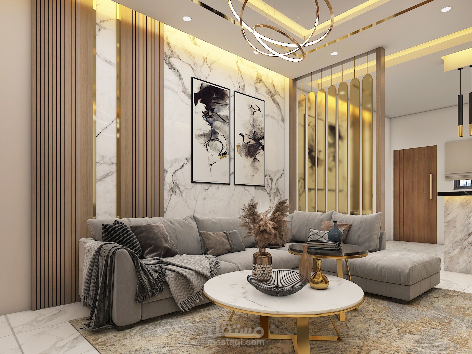 تصميم غرفة معيشة لبيت سكني