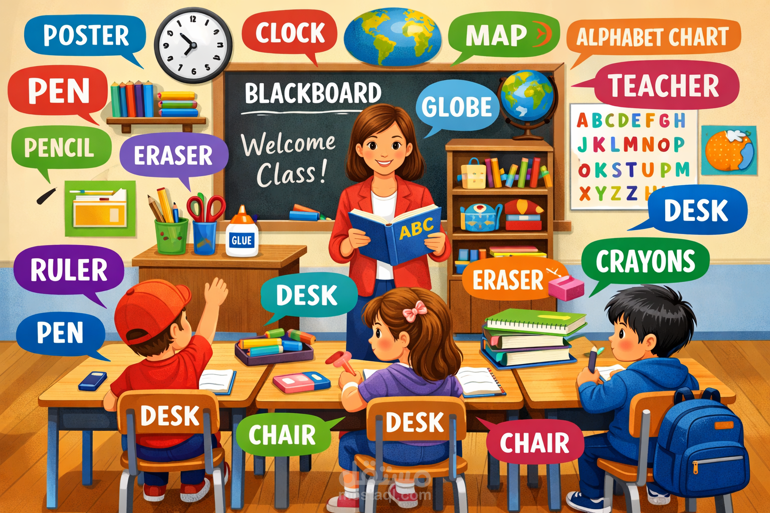 Teaching school subjects, and class related vocabulary