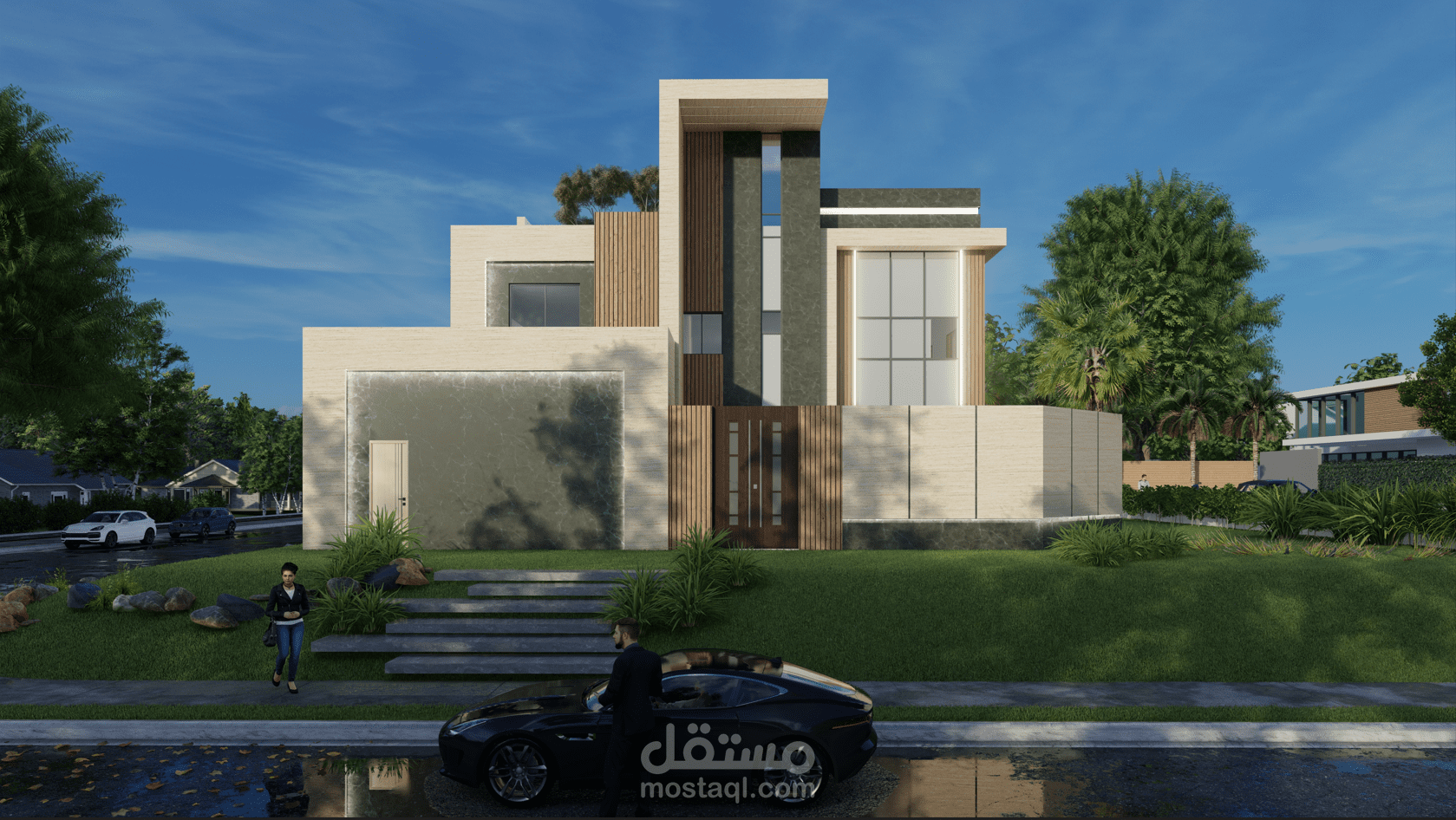 تصميم واجهة فيلا بالسعودية