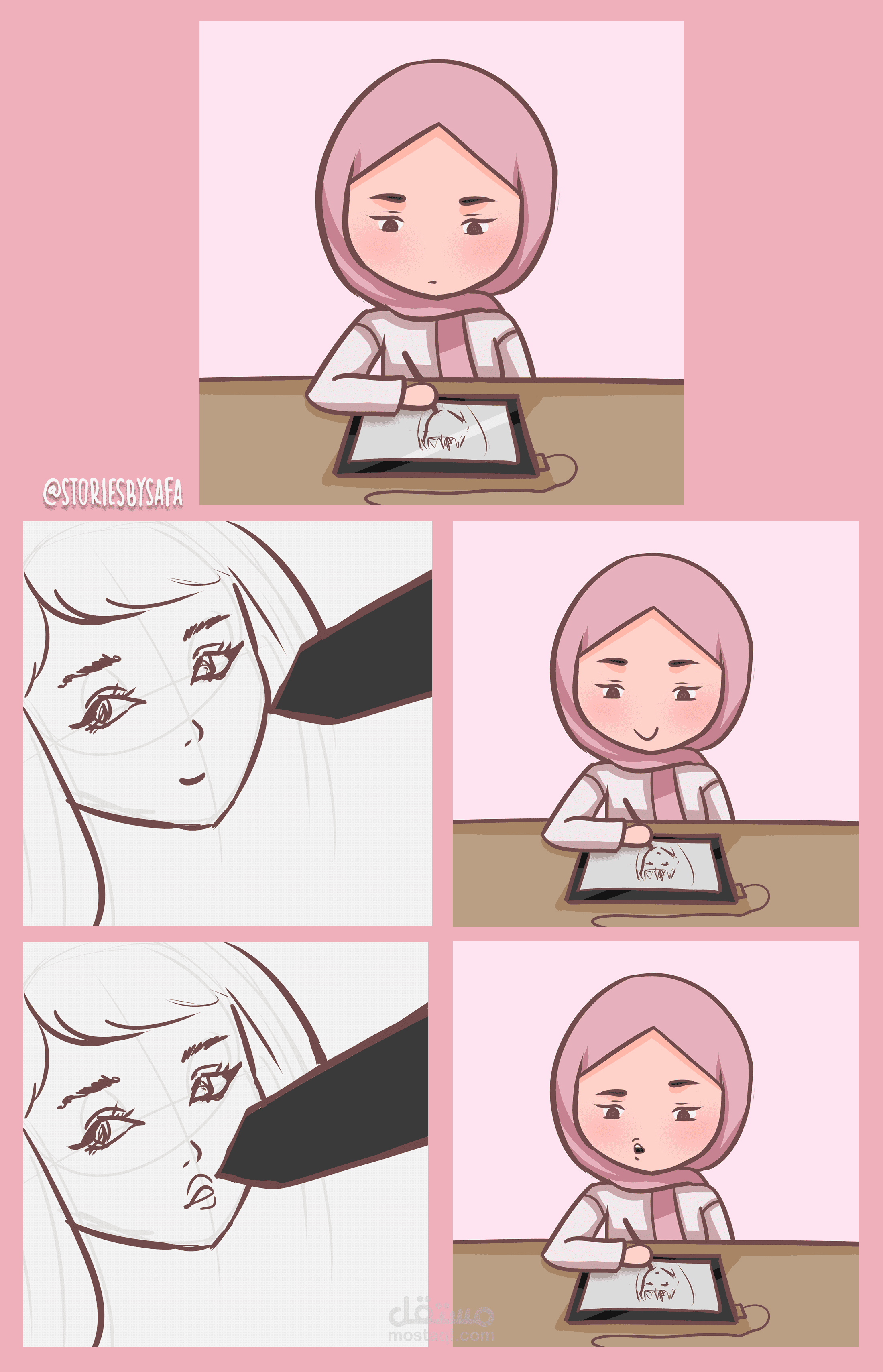 أتمنى أن لا ينتبه أحد إلى تعابير وجهي أثناء الرسم ><