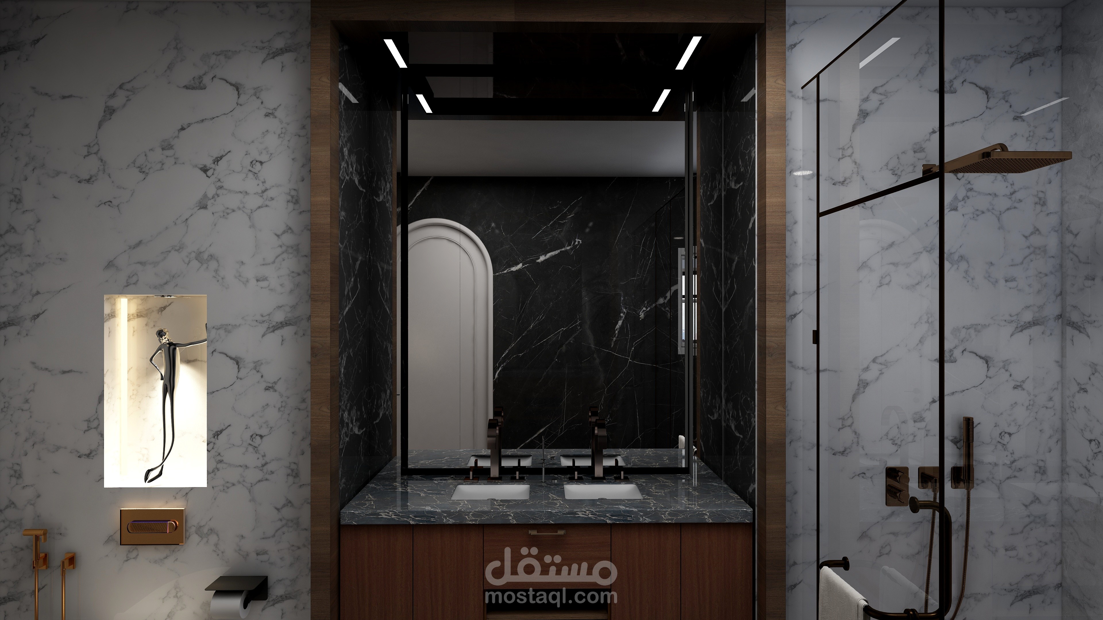 تصميم حمام بأستايل فندقي