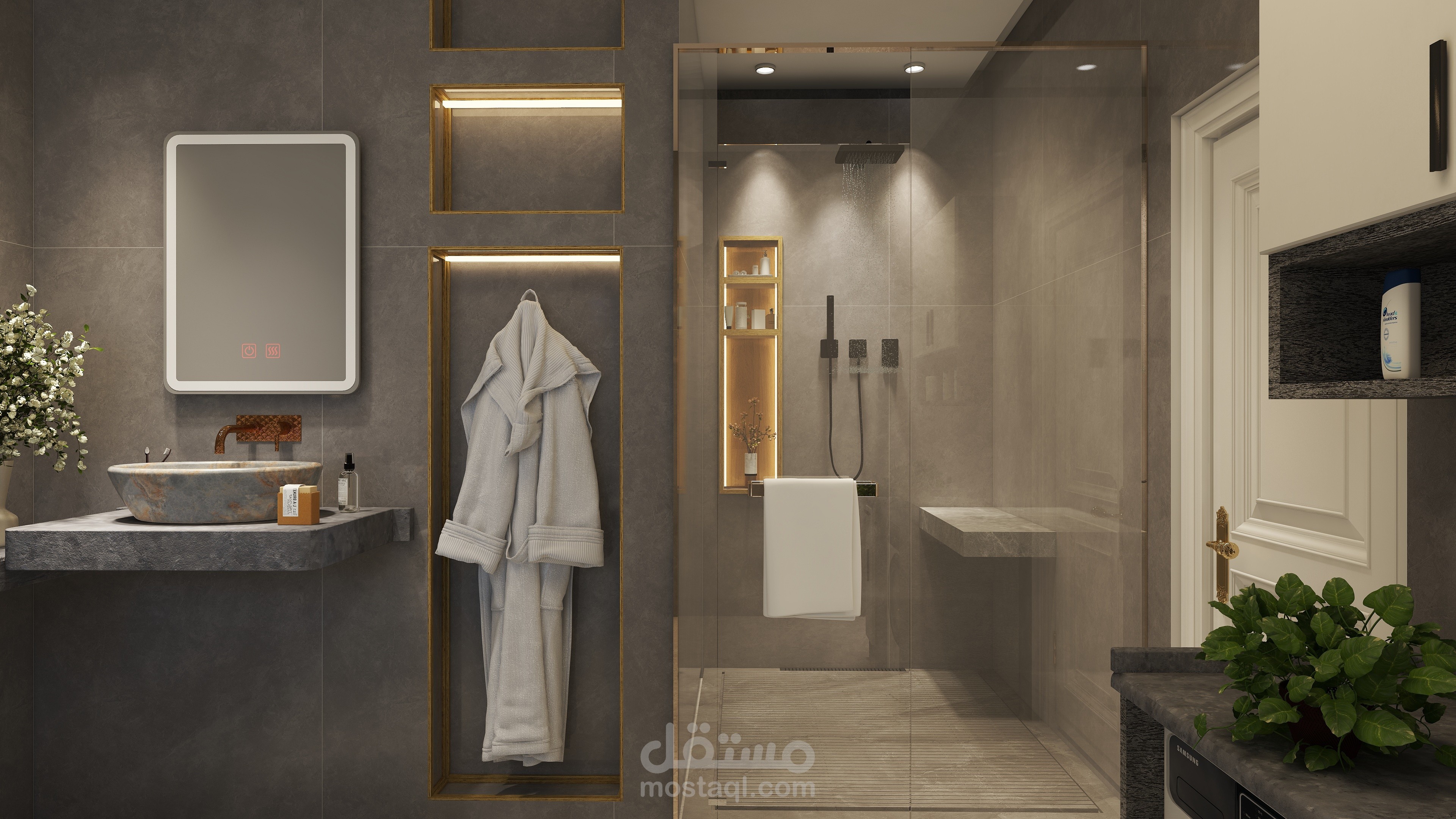 حمام مودرن ستايل رخامي اسود