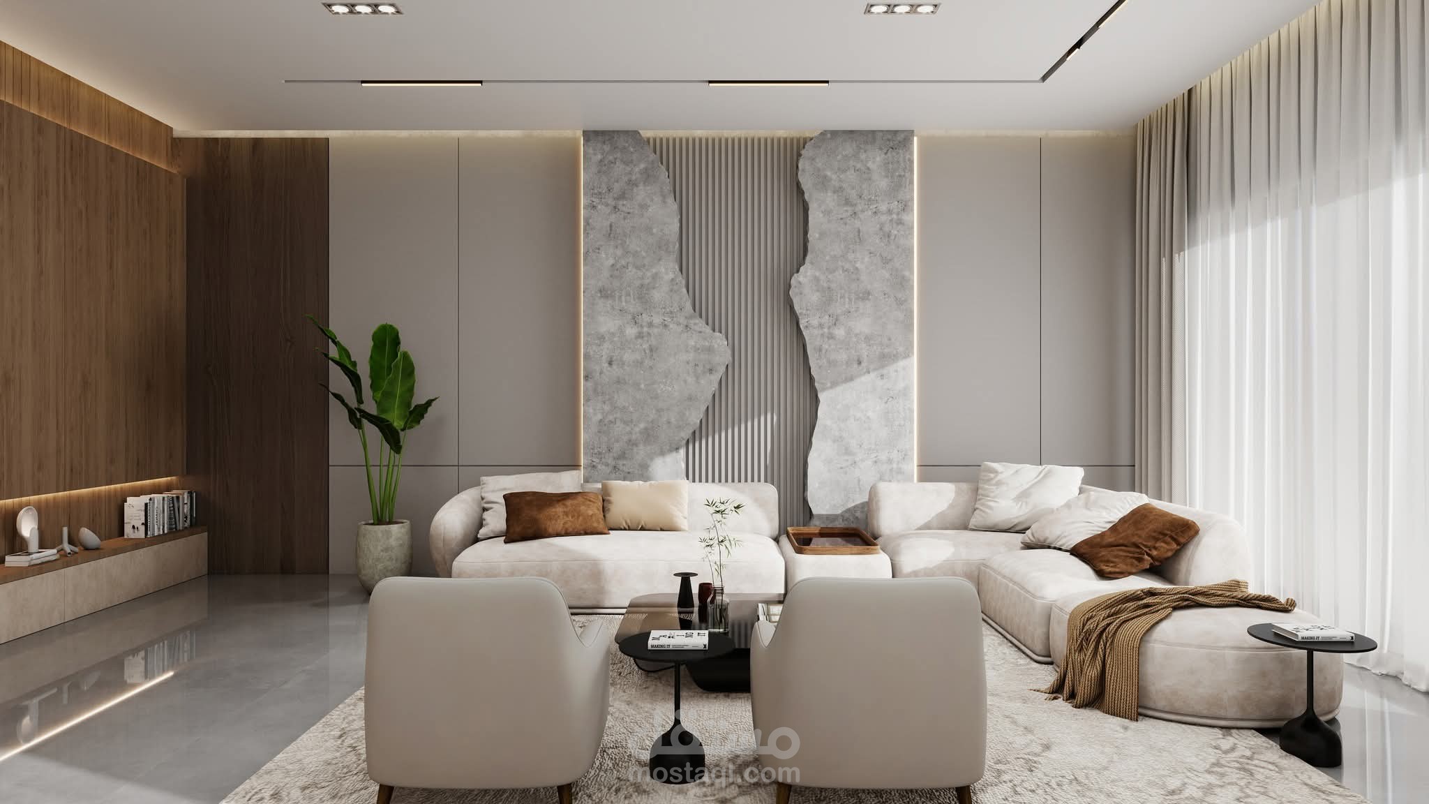 تصميم داخلي وديكور لغرفة معيشة عصرية
