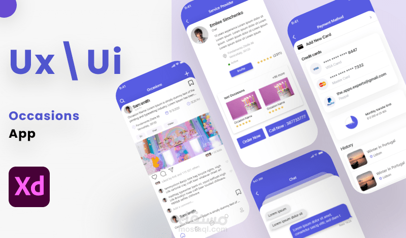 تصميم صفحة هبوط لتطبيق مناسبات وفق معايير ux ui